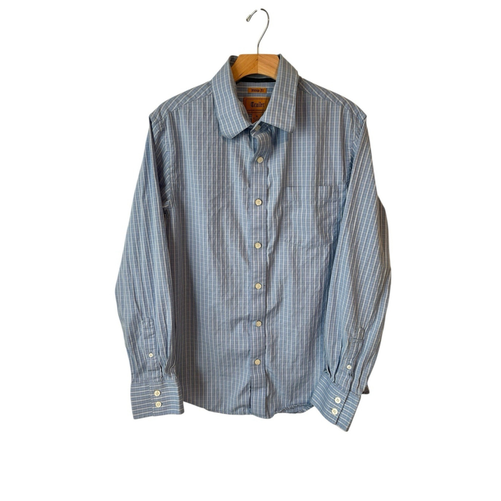 Trailer Brand Mens XL Light Blue Pinstripe Button Down